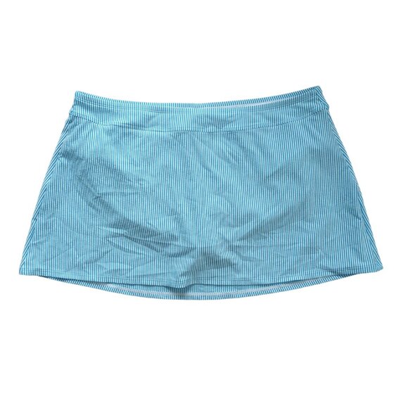 NWT Land's End Women's Turquoise Striped Swim Skirt Multiple Sizes Beach Pool - Picture 1 of 6
